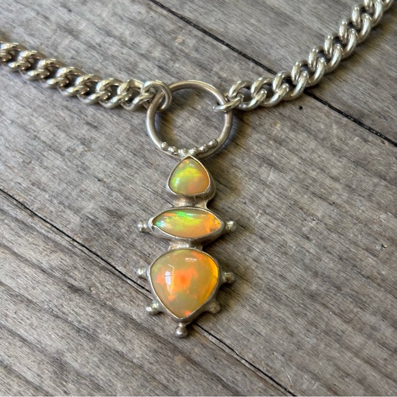 NWT Gaia’s Sacred Garden Opal & Silver Necklace/Choker W/Box Australian Opal - Picture 2 of 9